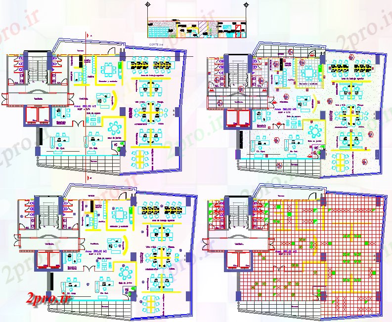 دانلود نقشه ساختمان اداری - تجاری - صنعتی آژانس بیمه دفاتر 19 در 26 متر (کد61163)