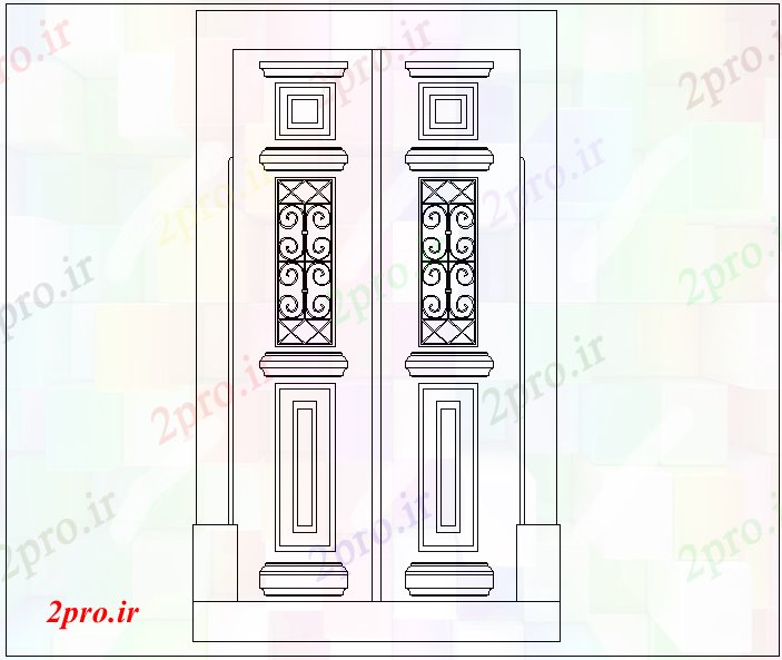 دانلود نقشه جزئیات طراحی در و پنجره  طراحی درب با دید تاریخی (کد61168)