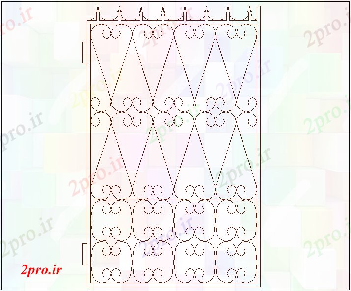 دانلود نقشه جزئیات طراحی در و پنجره  طراحی درب با کار آهن (کد61169)