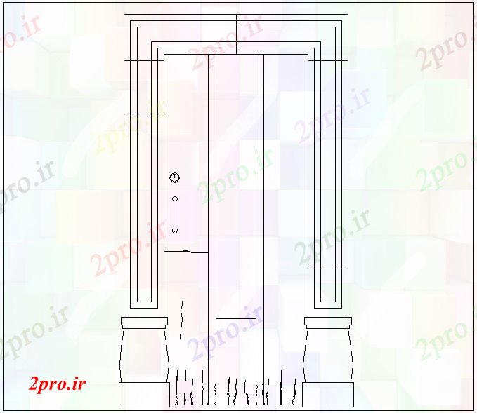 دانلود نقشه جزئیات طراحی در و پنجره   درب با ستون طراح (کد61176)