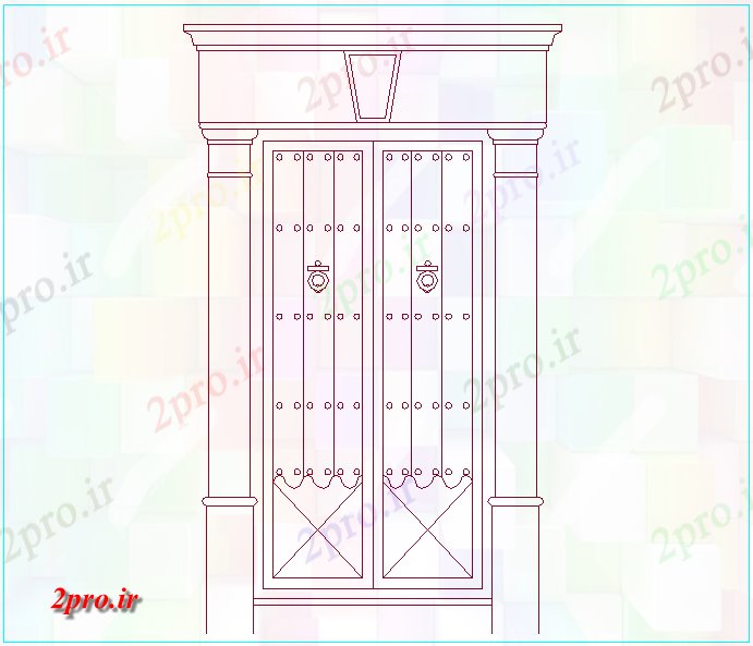 دانلود نقشه جزئیات طراحی در و پنجره  طراحی نوع تاریخی از درب (کد61193)