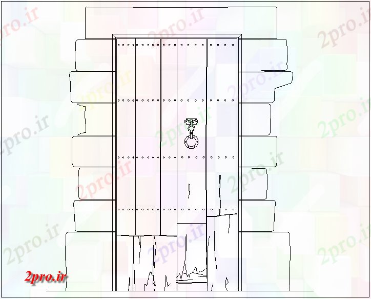 دانلود نقشه جزئیات طراحی در و پنجره   با سنگ درب (کد61197)