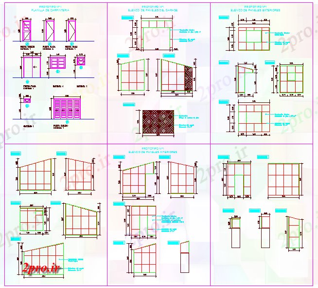 دانلود نقشه جزئیات داخلی طراحی پانل های چوبی (کد61250)