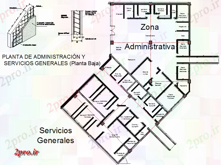 دانلود نقشه کارخانه صنعتی  ، کارگاه مصالح ساختمانی دفتر (کد61255)