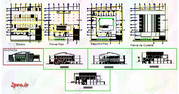 دانلود نقشه ساختمان اداری - تجاری - صنعتی ساختمان اداری طراحی 47 در 51 متر (کد61258)