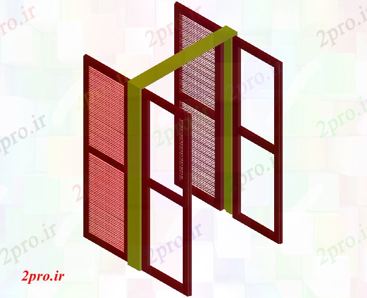 دانلود نقشه جزئیات طراحی در و پنجره  طراحی تریدی با درب و پنجره  (کد61274)