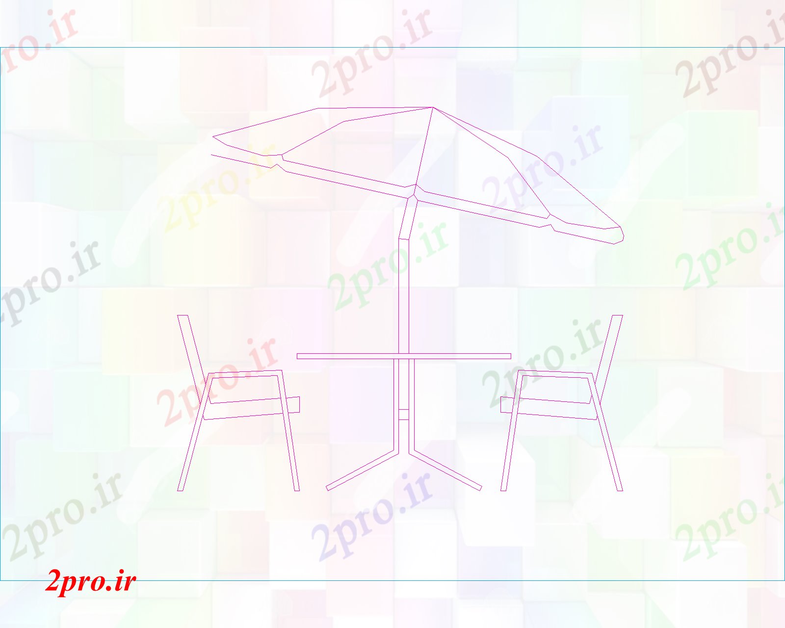 دانلود نقشه بلوک میز و صندلی جدول و چتر در کنار دریا، چتر   (کد61277)