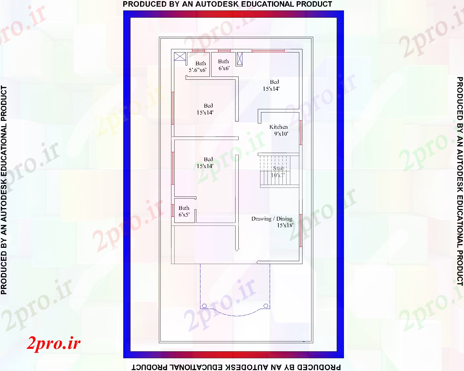 دانلود نقشه مسکونی  ، ویلایی ، آپارتمان  طراحی طرحی خانه 3BHK مسکونی در پی دی اف (کد61306)