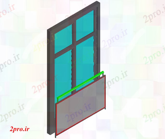 دانلود نقشه جزئیات طراحی در و پنجره  بالکن طراحی درب های چوبی  تریدی (کد61330)