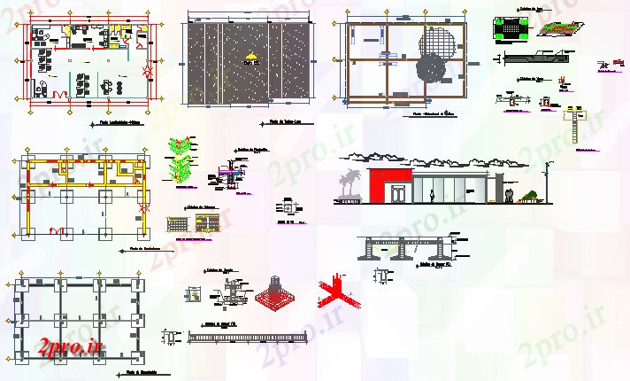 دانلود نقشه ساختمان اداری - تجاری - صنعتی دفاتر طراحی دور 12 در 18 متر (کد61357)