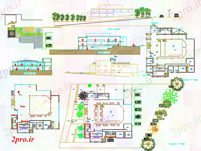 دانلود نقشه هتل - رستوران - اقامتگاه جشنواره مجتمع دو Restorant 38 در 42 متر (کد61387)