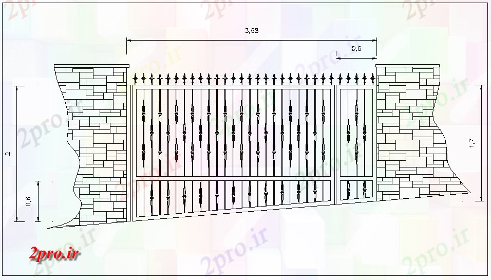 دانلود نقشه جزئیات طراحی در و پنجره  دسترسی بزرگ طراحی درب های فرفورژه (کد61398)