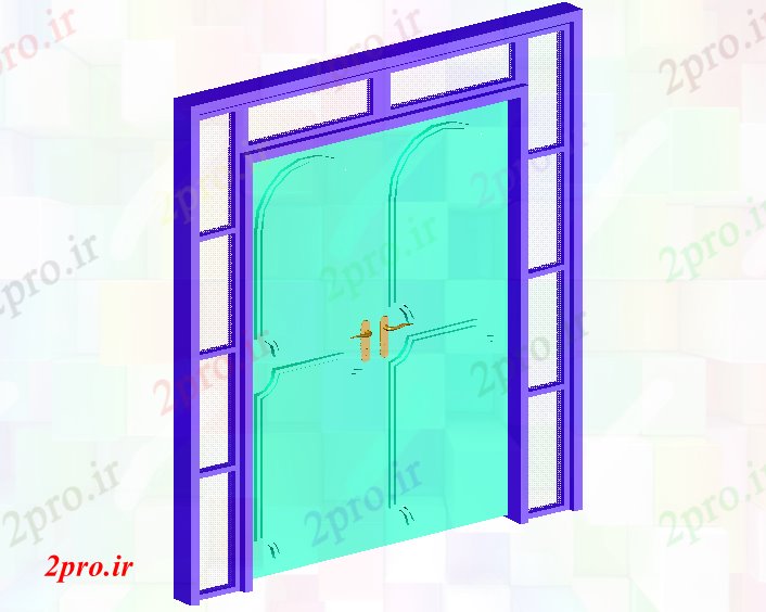 دانلود نقشه جزئیات طراحی در و پنجره  نظر طراحی تریدی از درب های چوبی (کد61406)