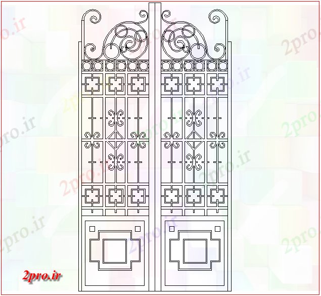 دانلود نقشه جزئیات طراحی در و پنجره  طراحی گیت در موقعیت دو درب (کد61422)