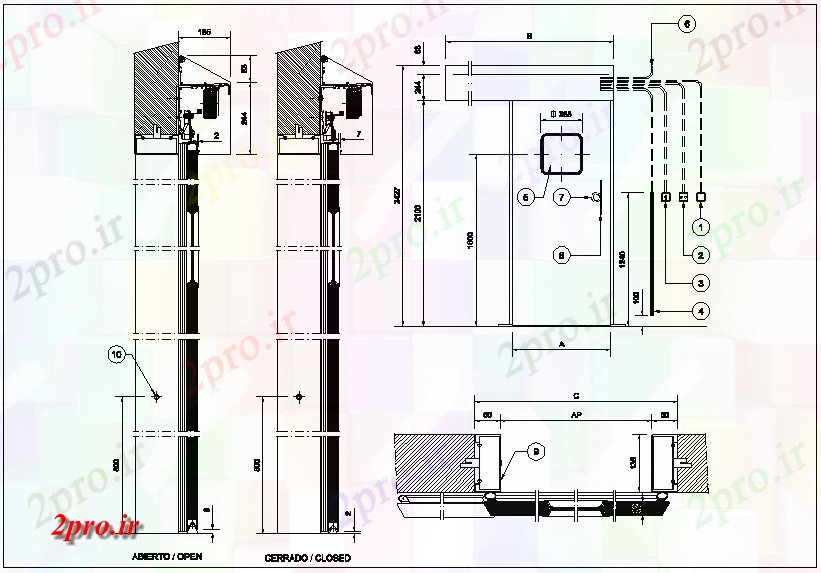 دانلود نقشه جزئیات طراحی در و پنجره  اتاق جراحی درب اتوماتیک نظر طراحی (کد61466)