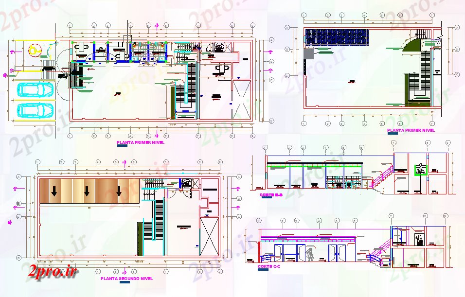 دانلود نقشه ساختمان اداری - تجاری - صنعتی دفتر (پیشرفت های ساخته با توجه افراد معلول) 10 در 23 متر (کد61467)