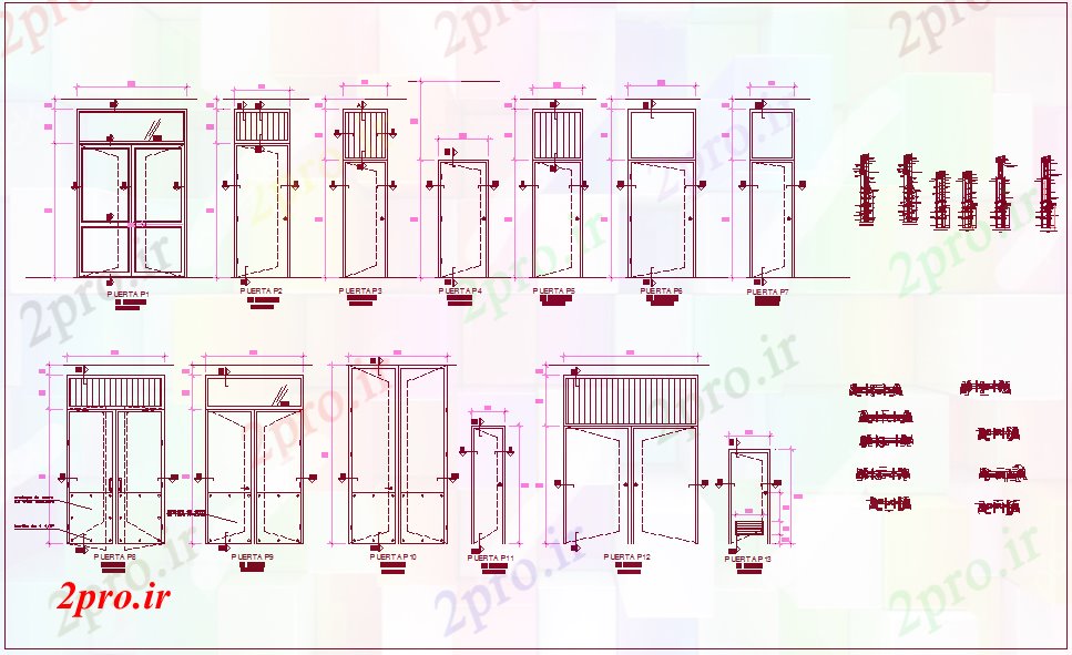 دانلود نقشه جزئیات طراحی در و پنجره  نظر طراحی دو درب با جزئیات (کد61479)