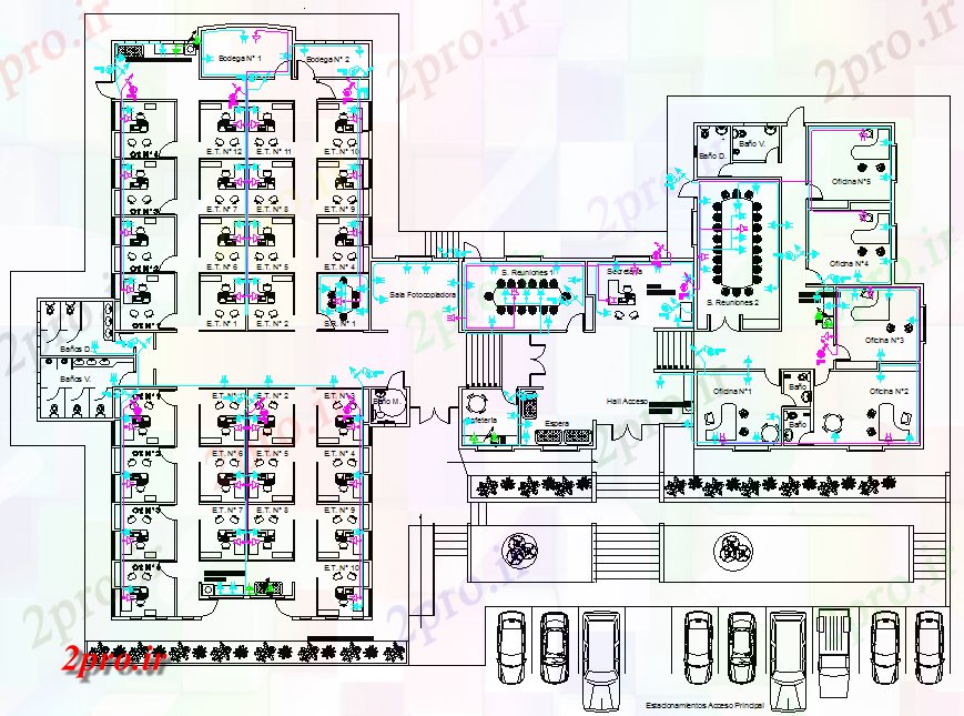 دانلود نقشه ساختمان اداری - تجاری - صنعتی طرحی رسانه های موجود در دفاتر 79 در 112 متر (کد61486)