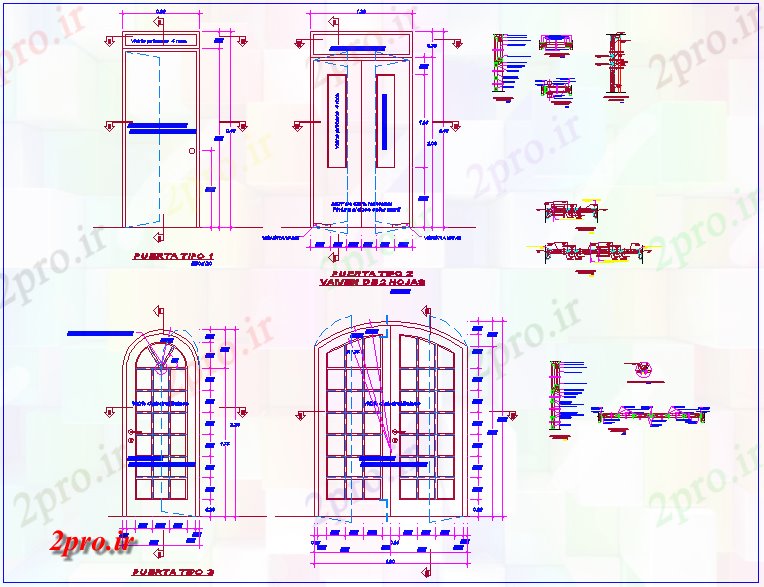 دانلود نقشه جزئیات طراحی در و پنجره  نظر طراحی درب گوتیک (کد61509)