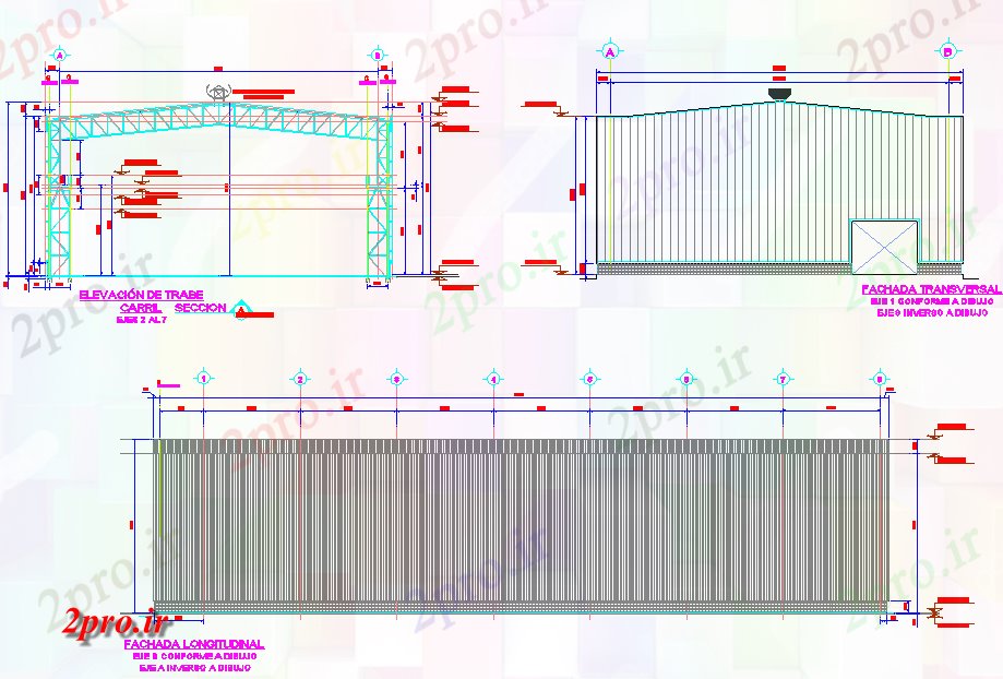 دانلود نقشه کارخانه صنعتی  ، کارگاه آهن سقف جزئیات (کد61515)