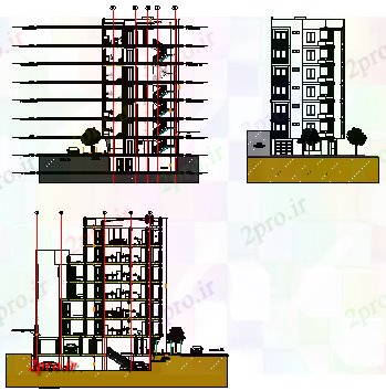 دانلود نقشه مسکونی  ، ویلایی ، آپارتمان  نما مدرن آپارتمان   طراحی (کد61544)