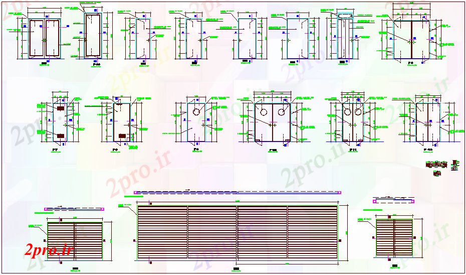 دانلود نقشه جزئیات طراحی در و پنجره  طراحی های مختلف نوع درب با  جزئیات (کد61634)