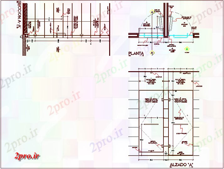 دانلود نقشه جزئیات طراحی در و پنجره  شیشه ای طراحی درب برای کابین (کد61647)