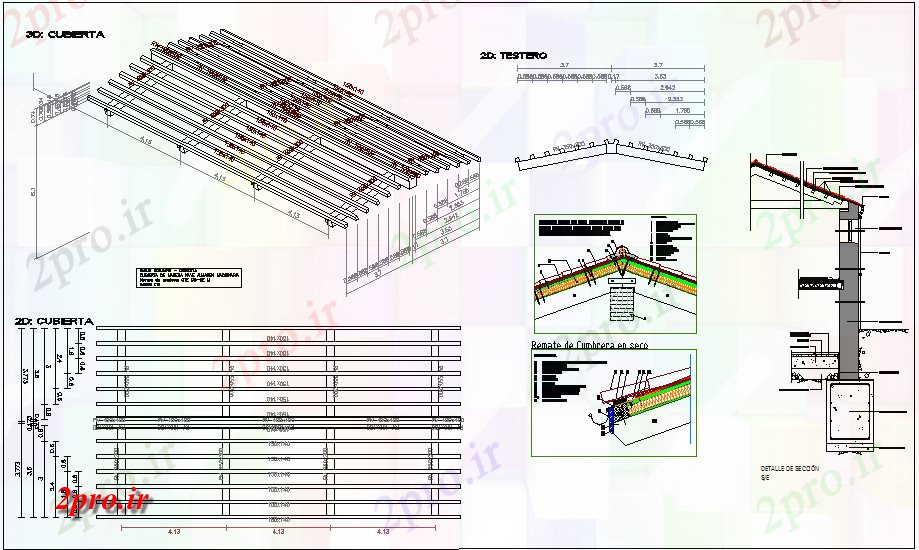 دانلود نقشه جزئیات ساختار ساختار سقف نظر طراحی (کد61665)