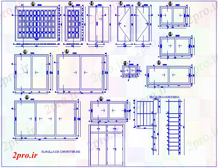 دانلود نقشه جزئیات طراحی در و پنجره   جزئیات از درب و پنجره (کد61673)