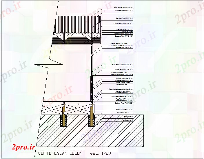 دانلود نقشه جزئیات ساخت و ساز طراحی ساخت فریم (کد61688)