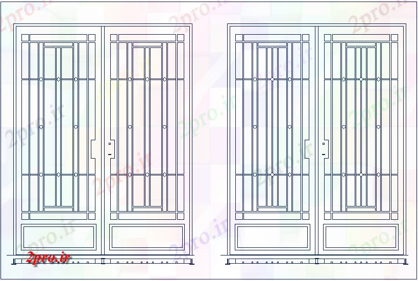 دانلود نقشه جزئیات طراحی در و پنجره  آهن دروازه نظر طراحی (کد61698)