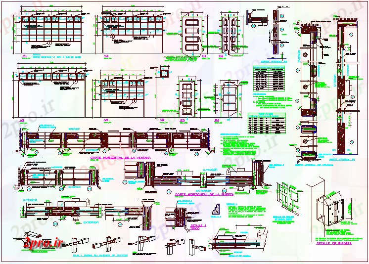 دانلود نقشه جزئیات طراحی در و پنجره  چوب تر و تمیز جزئیات از درب با طراحی درب (کد61701)