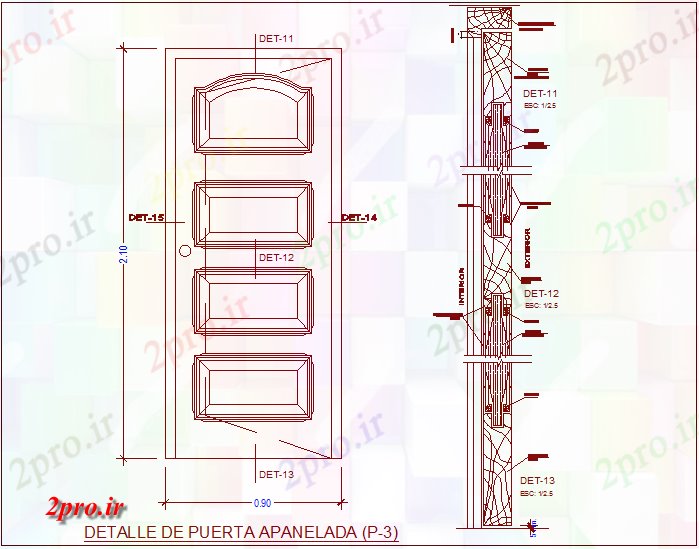 دانلود نقشه جزئیات طراحی در و پنجره   بخشی با طراحی درب (کد61704)