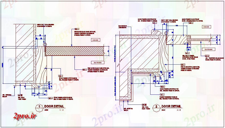 دانلود نقشه جزئیات طراحی در و پنجره  نظر طراحی قاب با درب (کد61705)