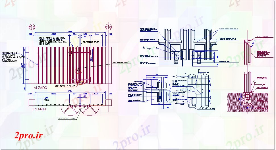دانلود نقشه جزئیات طراحی در و پنجره  طراحی دروازه با  جزئیات (کد61710)