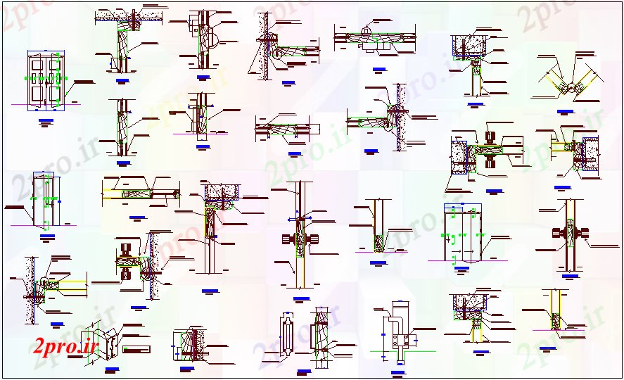دانلود نقشه جزئیات طراحی در و پنجره   جزئیات با طراحی درب (کد61714)