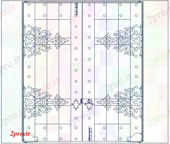 دانلود نقشه جزئیات طراحی در و پنجره   دو درب با طراحی به شکل گل (کد61716)