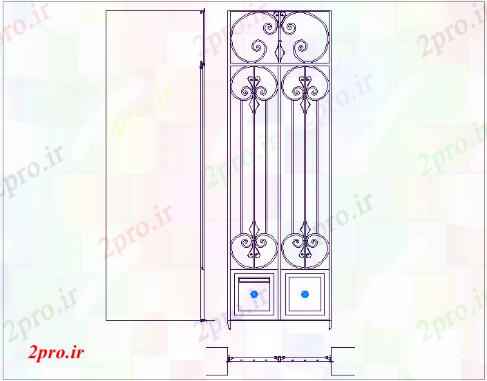 دانلود نقشه جزئیات طراحی در و پنجره  نرم بدست میآوردند طراحی درب آهن های تزئینی (کد61732)