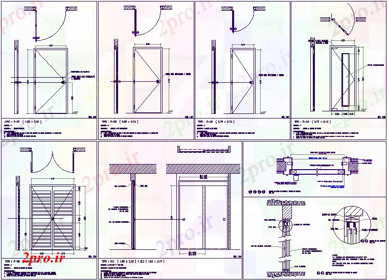 دانلود نقشه جزئیات طراحی در و پنجره  نظر طراحی درب با جزئیات (کد61745)
