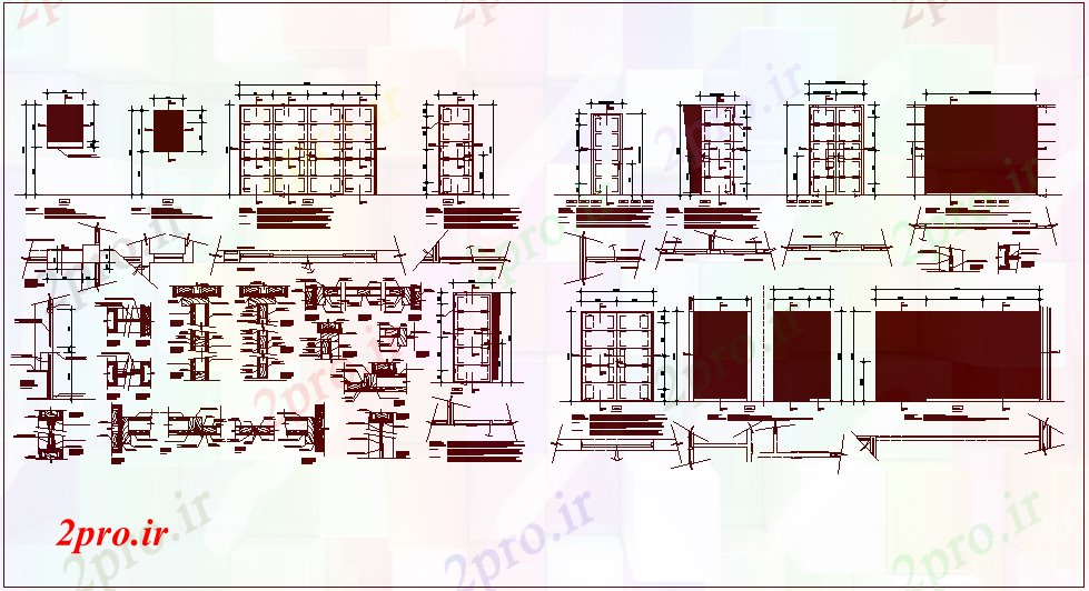 دانلود نقشه جزئیات طراحی در و پنجره   جزئیات درب با ابعاد (کد61748)