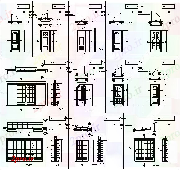 دانلود نقشه جزئیات طراحی در و پنجره  طراحی درب با جزئیات مقطعی (کد61756)
