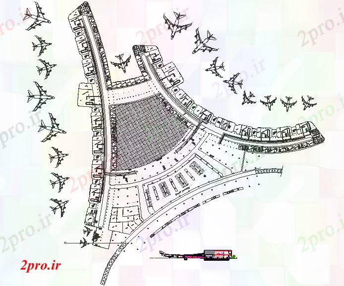دانلود نقشه فرودگاه فرودگاه جزئیات پروژه (کد61772)