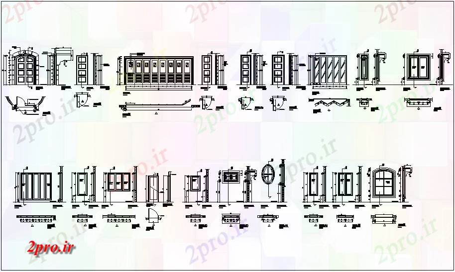 دانلود نقشه جزئیات طراحی در و پنجره  درب سبک مدیترانه و طراحی پنجره (کد61775)