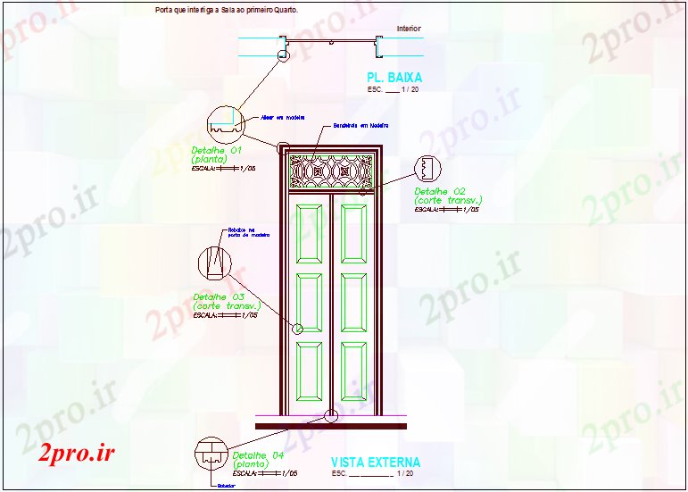 دانلود نقشه جزئیات طراحی در و پنجره  طراحی درب با  جزئیات (کد61801)