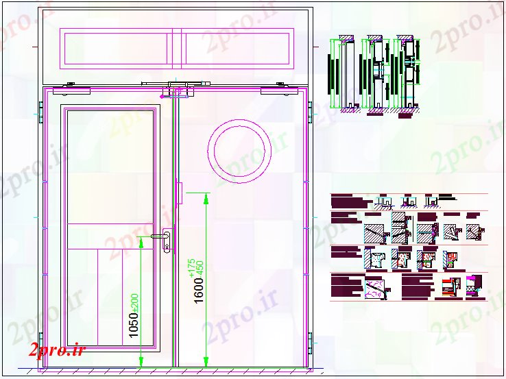 دانلود نقشه جزئیات طراحی در و پنجره  آتش طراحی درب با  جزئیات (کد61802)