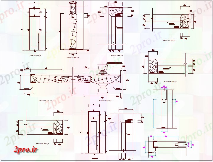 دانلود نقشه جزئیات طراحی در و پنجره  شیاردار نظر طراحی درب (کد61806)