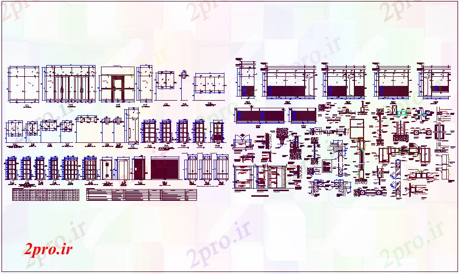دانلود نقشه جزئیات طراحی در و پنجره   ورودی دفتر بانک با طراحی درب (کد61812)