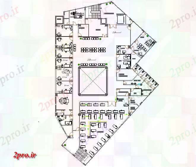 دانلود نقشه طرحی چیدمان بیمارستان با جزئیات 30 در 50 متر (کد61818)