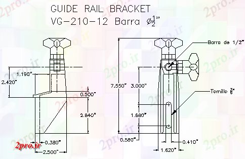 دانلود نقشه ماشین الات کارخانه راهنمای براکت راه آهن نوار نقاله های جانبی طراحی (کد61864)