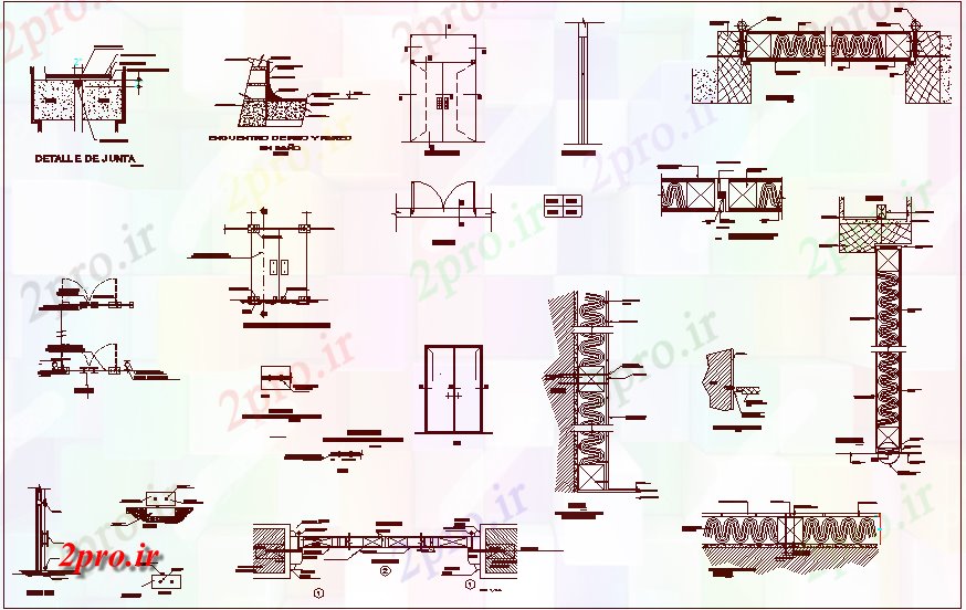 دانلود نقشه جزئیات طراحی در و پنجره   پشم شیشه در مقطعی از درب در درب   (کد61882)
